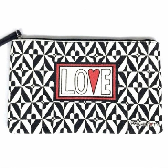 Brighton Handbags - Authentic BRIGHTON Black and White LOVE jewelry/makeup bag NWOT